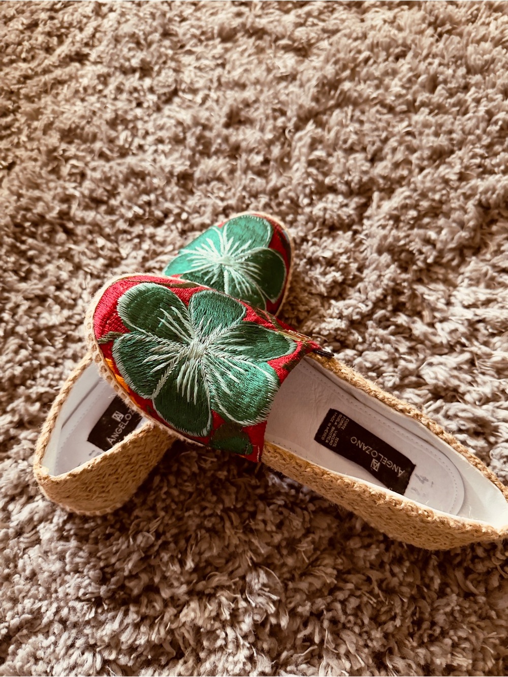 OOAK green & red floral espadrille loafers